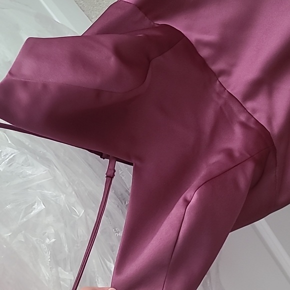 SPAGHETTI STRAP satin a-line long bridesmaid dress CHIANTI size 12 - Picture 4 of 5